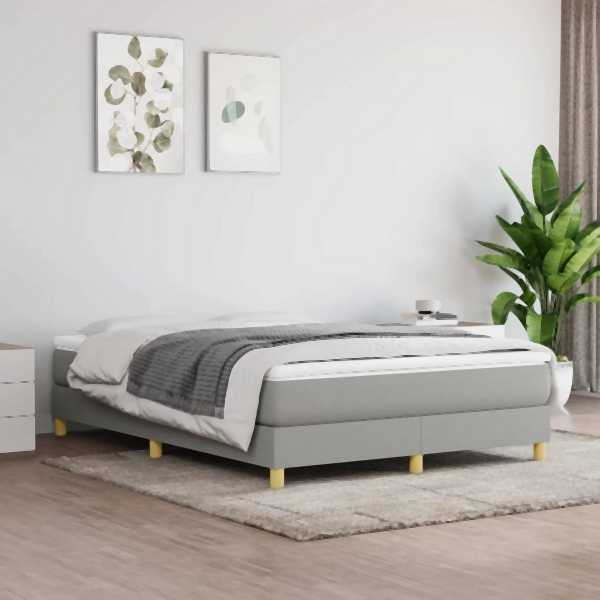 vidaXL Boxspringbett mit Matratze Hellgrau 140x190 cm Stoff, 3144167