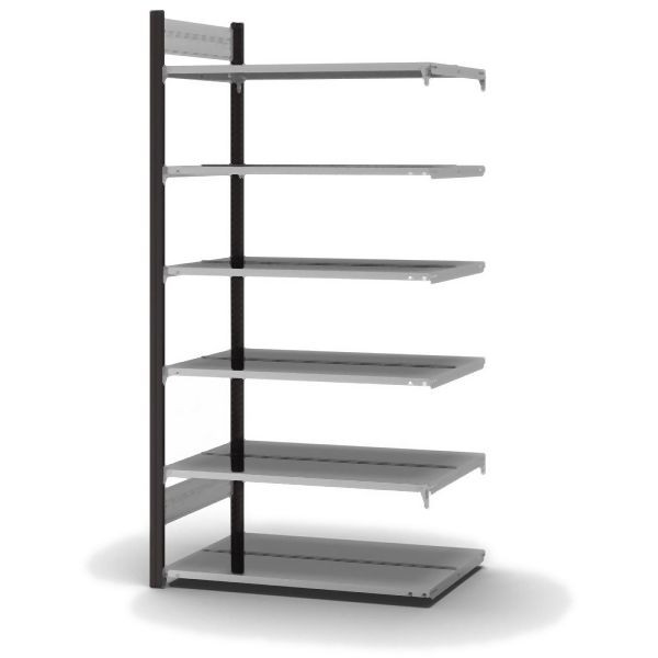 hofe Anbauregal, zerlegt, 6 Böden 2000 x 600 x 1000 mm, verzinkt Stützprofile - anthrazitgrau/RAL 7016, HAA20610DA