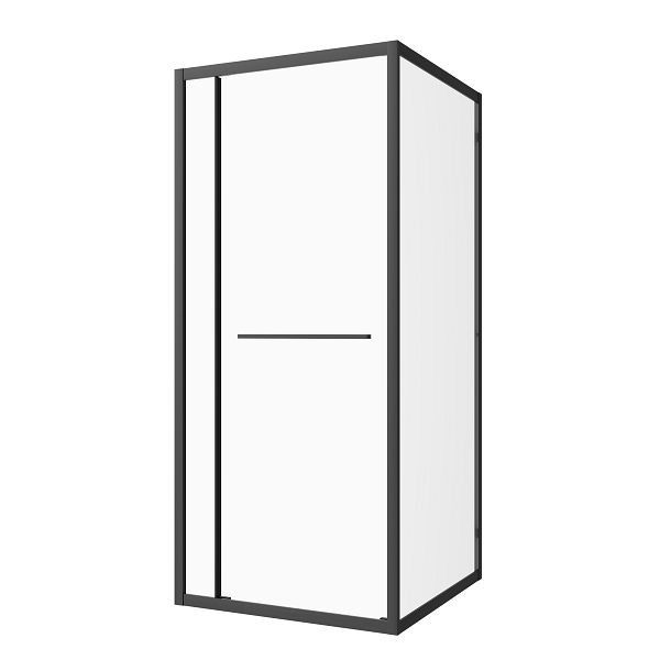 Sanotechnik Eck-Duschkabine mit Drehschiebetür schwarz 90x200cm 6mm ESG Easy-Clean/Easy-Mounting, SLD90B