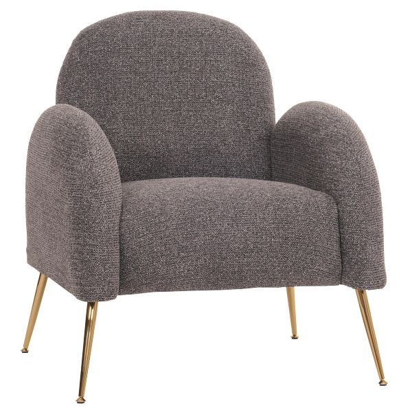 Mendler Lounge-Sessel HWC-N69, Cocktailsessel Sessel, Retro Nosagfederung Stoff/Textil Chenille, dunkelgrau, 108262