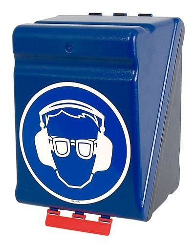 DENIOS Maxibox zur Aufbewahrung von Augen-/Gehörschutz, blau, 116-491