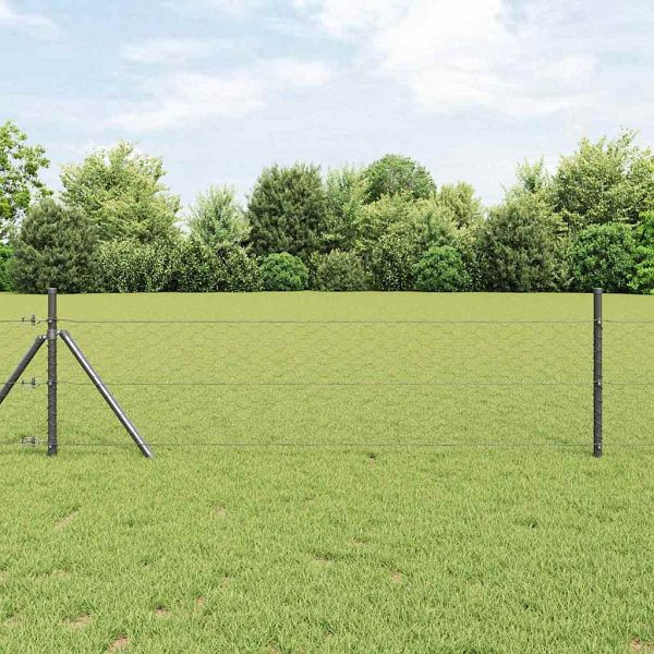 vidaXL Sechseckgeflechtzaun Grau 1,4 x 50 m Stahl, 42005580