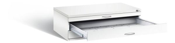 C+P Flachablageschrank Serie 7100_7200, H420xB1350xT960mm, Farbe: Verkehrsweiß, Bügelgriff, 7200-100 S10163