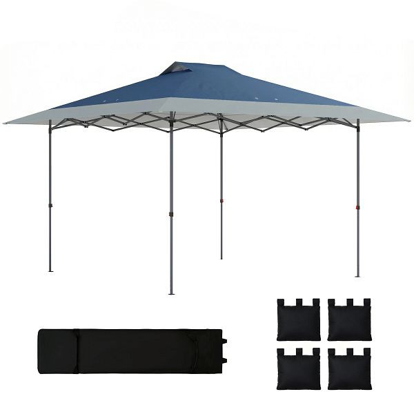 Outsunny Pavillon ca. 4x4m Wasserdicht Stabil Winterfest Pop-up Faltpavillon mit Ein-Schritt-Schließfunktion UV 50+, 84C-757V00DB