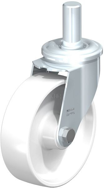 Blickle LEZ-PO 160G-27 Stahlblech-Lenkrolle mit Zapfen, Polyamid, Weiß, 613448