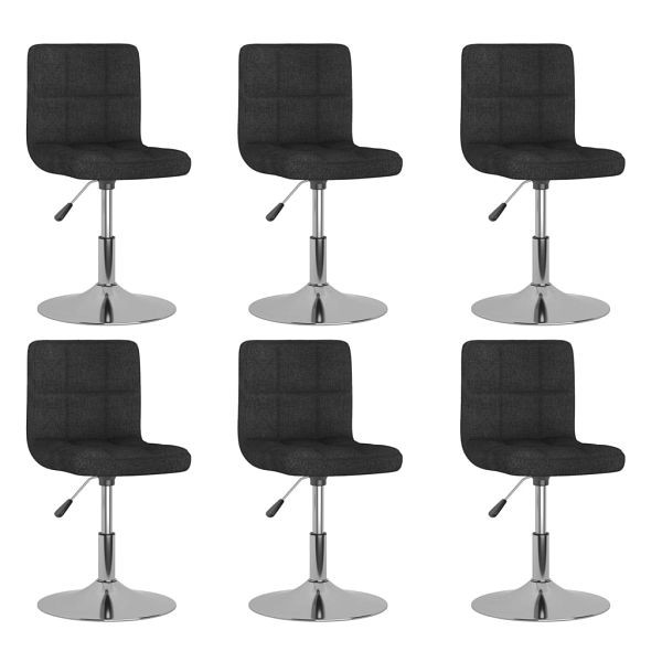 vidaXL Esszimmerstühle 6 Stück Drehbar Schwarz Stoff, 3087464