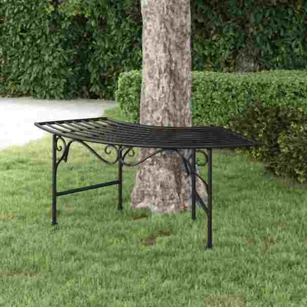 vidaXL Baumbank 113 cm Schwarz Stahl, 318826, 8720286837955