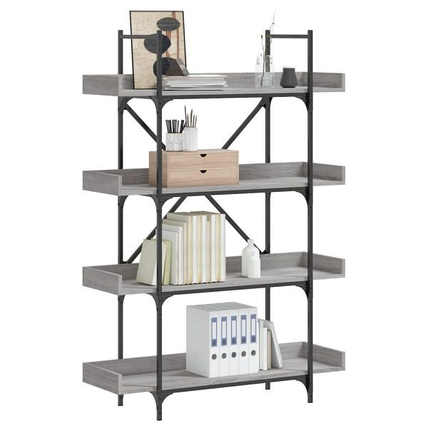vidaXL Bücherregal 4 Böden Grau Sonoma 100x33x145,5 cm Holzwerkstoff, 837695