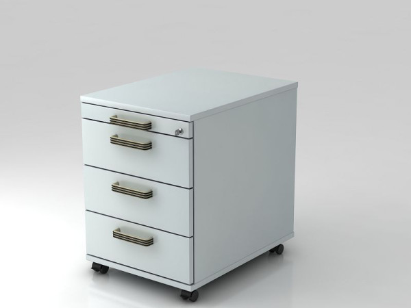 Hammerbacher Rollcontainer 58cm, 3 Schübe, Schloss Streifengriff Grau, 42,8x58x59 cm, 1/3/3/3 HE, VAC30/5/5/SG