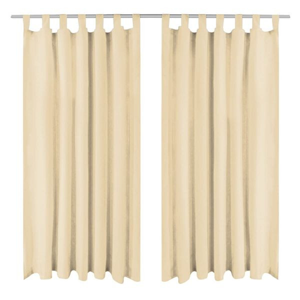 vidaXL Vorhänge aus Mikro-Satin 2 Stück mit Schlaufen 140×175 cm Beige, 132216