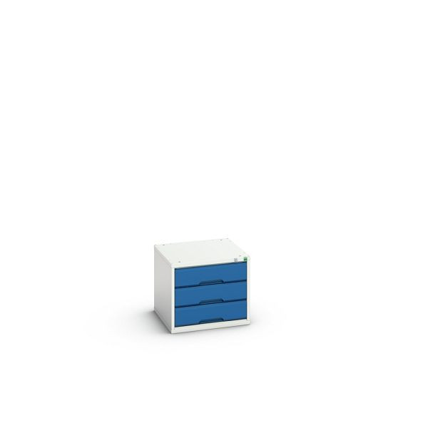 bott verso Schubladenschrank, mit 3 Schubladen, BxTxH: 525 x 550 x 450 mm, Lichtgrau / Enzianblau, 16925001.11