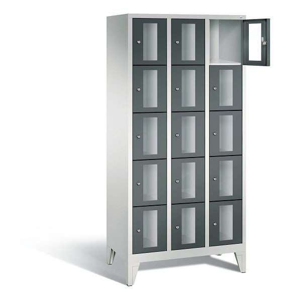 C+P Schließfachschrank Classic, H1850xB900xT500mm, Farbe: Lichtgrau / Anthrazitgrau, 8010A305 S10025