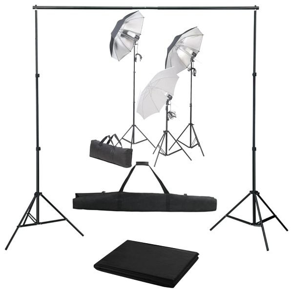 vidaXL Fotostudio-Set mit Lampen und Hintergrundsystem, 3055121