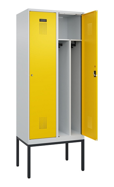 C+P Spind Evolo PLUS, Gestell, 2 Abteile, 2120x800x500mm, 7035/1023, Verschluss Zylinderschloss, 0490307-22F S10028