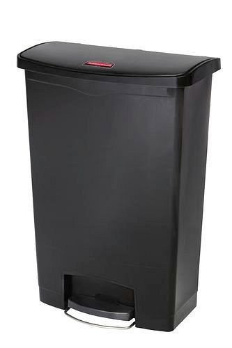 DENIOS Wertstoffsammler aus Polyethylen (PE), Fußpedal an Breitseite, 90 Liter, schwarz, 242419
