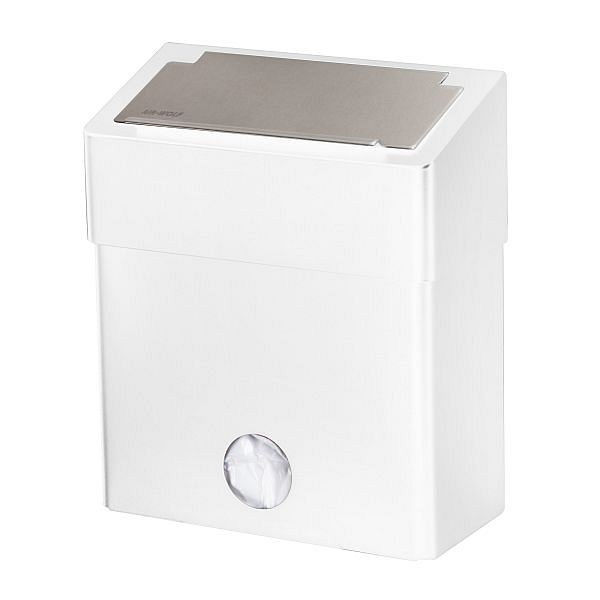 Air Wolf Hygieneabfallbehälter für Damenbinden, Serie Omega, H x B x T: 424 x 278 x 125 mm, Edelstahl weiß, 29-452