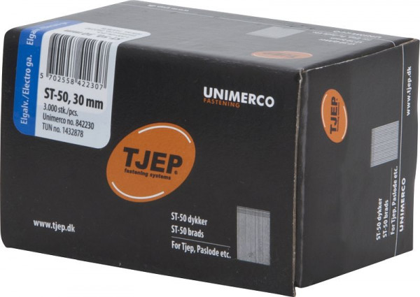 TJEP ST50 30mm Stahlbrads, verzinkt Box 3.000 Stück, Brads und Stifte, 842230