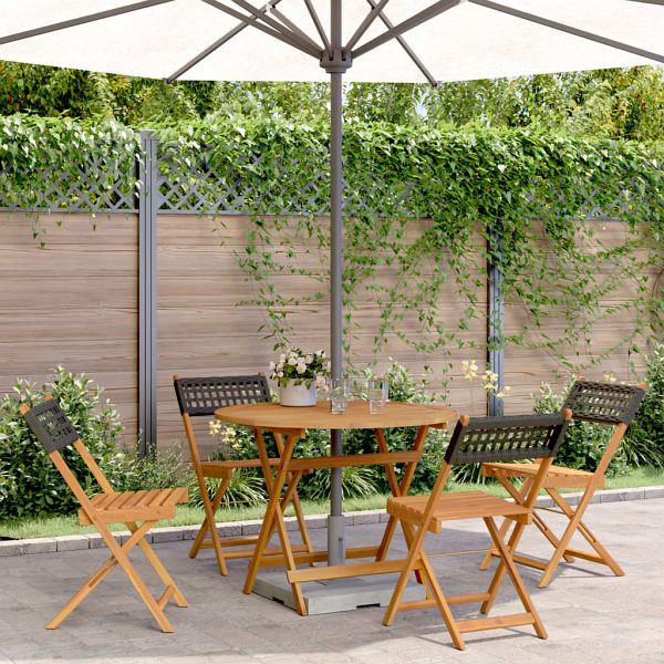 vidaXL 5-tlg. Garten-Essgruppe Schwarz Poly Rattan und Massivholz, 3281766