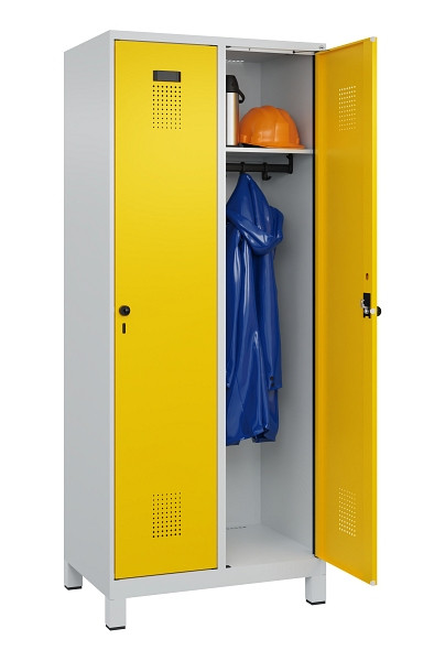 C+P Spind Evolo PLUS, mit Füßen, 2 Abteile, 1950x800x500mm, 7035/1023, Verschluss Drehriegel, Ablageböden 2, 049010-22 S10001