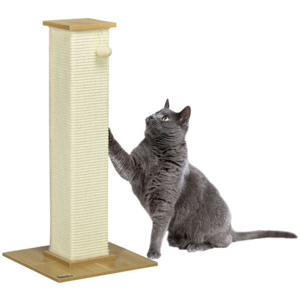 PawHut Kratzbaum, 80 cm, Kratzpsäule aus Sisalseil, Kratzstamm für Katzen, Eiche, D30-667V00AK