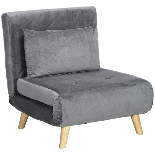 HOMCOM Schlafsessel, Klappsessel mit Bettfunktion, Schlafsofa mit Kissen, Grau, 839-875V00GY