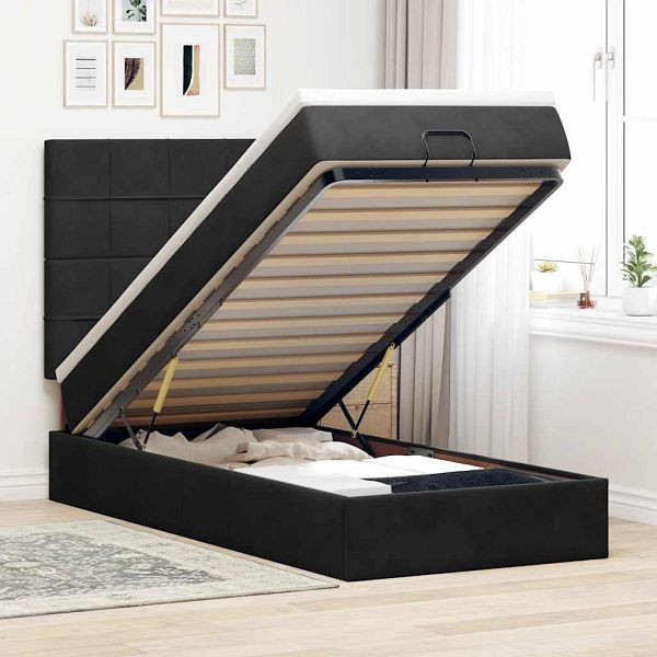 vidaXL Ottoman-Bett mit Matratzen & LEDs Schwarz 80x200 cm Samt, 3314284