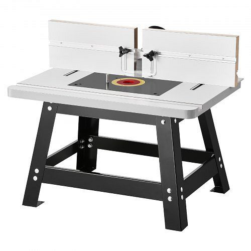 VEVOR Frästisch 610x400x530 mm, verstellbarer Anschlag, MDF-Platte, Metallbasis, 63 mm Staubsammelanschluss, für Fräser/Bohrer, TSKBJZJSDZ24XPXQC001V0