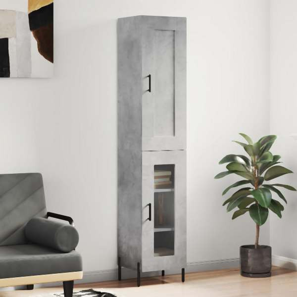vidaXL Highboard Betongrau 34,5x34x180 cm Holzwerkstoff, 3200397