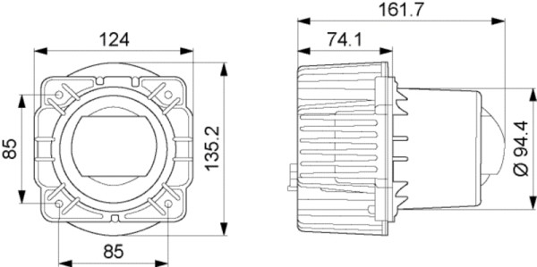 HELLA asymmetrisch/LED/DE-Scheinwerfereinsatz, Hauptscheinwerfer, 90mm Essential L4565, 12/24V, rund, ECE-R149/E4 0014/ECE-R10/E1 9211/CCC, 1AL 015 318-001