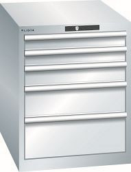 LISTA Schubladenschrank 27x36E (BxTxH) 564x725x700mm KEY Lock, Lichtgrau, 5 Schubladen, Fronthöhen: 75 - 200 mm, 78.518.020