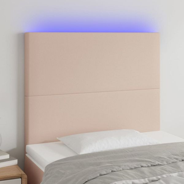 vidaXL LED Kopfteil Cappuccino-Braun 90x5x118/128 cm Kunstleder, 3122227