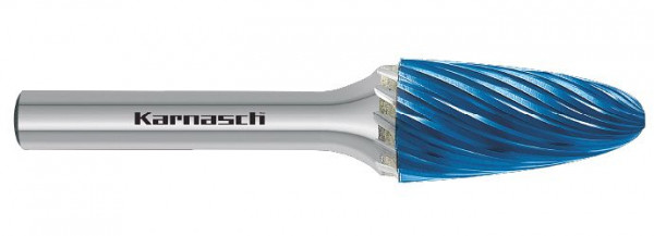 Karnasch Hartmetall-Frässtift Blue-Tec beschichtet RBF/HP-9 d1= 6,3 / l2= 12,7 / d2= 3 / l1= 45mm, VE: 3 Stück, 116036007