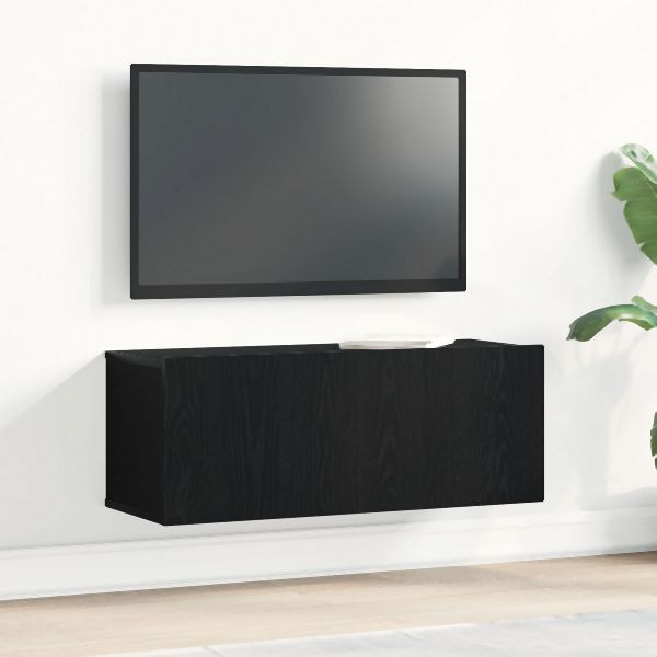 vidaXL Schwarzer Eichen Fernsehtisch 80x30x30 cm aus Spanplatte, 862486