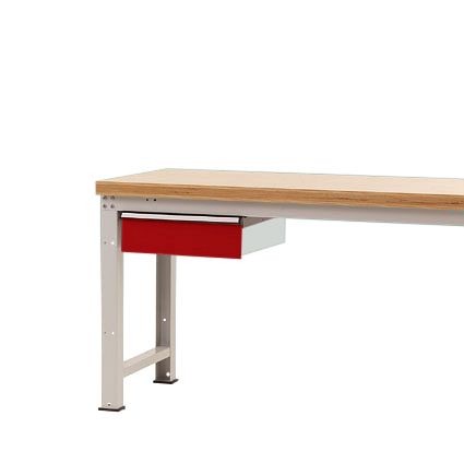 Manuflex Einzelschubfach in Rubinrot RAL 3003, Ohne Zylinderschloss, für Tischtiefe 700 mm, BxTxH= 425 x 550 x 135mm, Rubinrot, ZB2032.3003