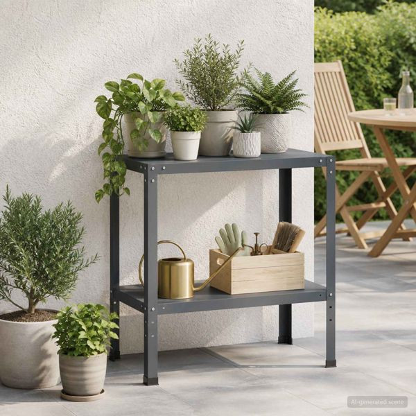 vidaXL Pflanztisch 80 x 40 x 80 cm Pulverbeschichteter Stahl Anthrazit, 8014864