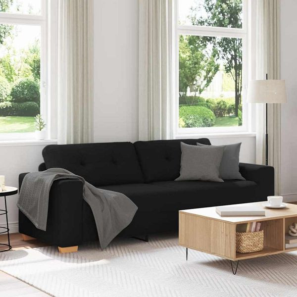 vidaXL 3-Sitzer-Sofa Schwarz 180 cm Stoff, 4105090