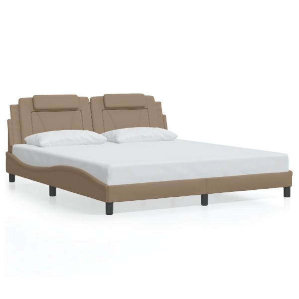 vidaXL Bettgestell mit LED Cappuccino-Braun 180x200 cm Kunstleder, 3214040