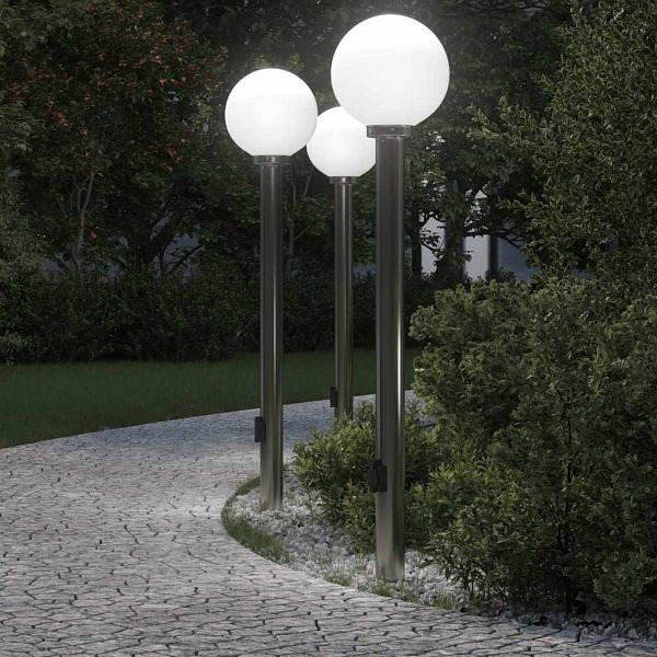 vidaXL Pollerleuchten mit Auslass 3 Stk. 120 cm Edelstahl IP44, 4006106