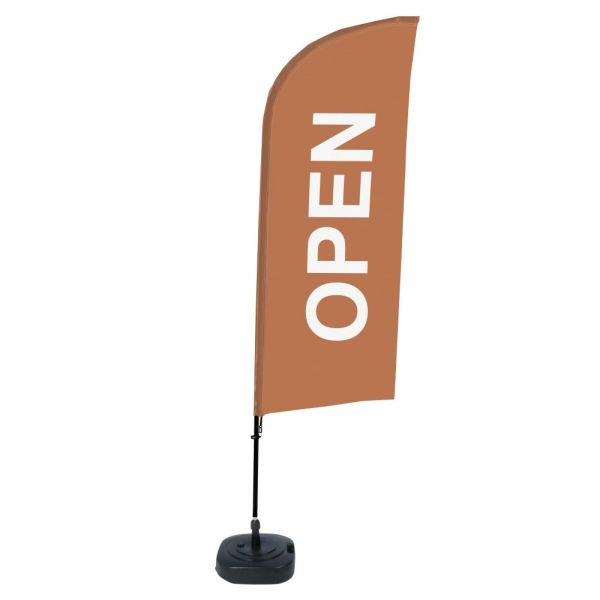 Showdown Displays Beachflag Alu Wind Komplett-Set Geöffnet Braun Englisch, BFAW310-WT21-I59