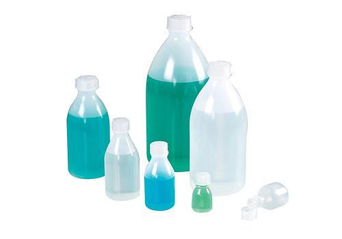 DENIOS Bio-Enghalsflaschen aus Green-PE, Schraubverschluss, 1000 ml, VE: 12 Stück, 281746
