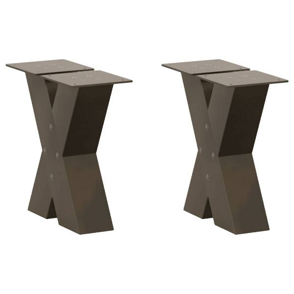 vidaXL Couchtischbeine X-Form 2 Stück Naturstahl 30x(30-31) cm Stahl, 4012931