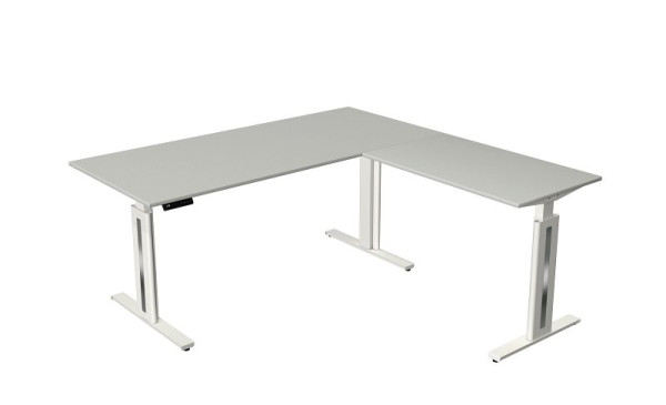 Kerkmann Sitz-/Stehtisch Move 3 fresh, B 1800 x T 800 mm, mit Anbauelement 1000 x 600 mm, elektrisch höhenverstellbar von 720-1200 mm, lichtgrau, 10186111