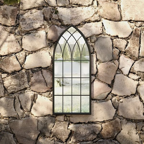 vidaXL Gartenspiegel Schwarz 70x30 cm Eisen, Material: Eisen, Glas, 318344