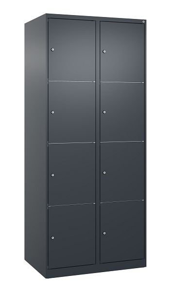 C+P Schließfachschrank Classic PLUS, 2 Abteile mit je 4 Fächern, 1850x800x500mm, 7016/7016, 080000-224 S10010