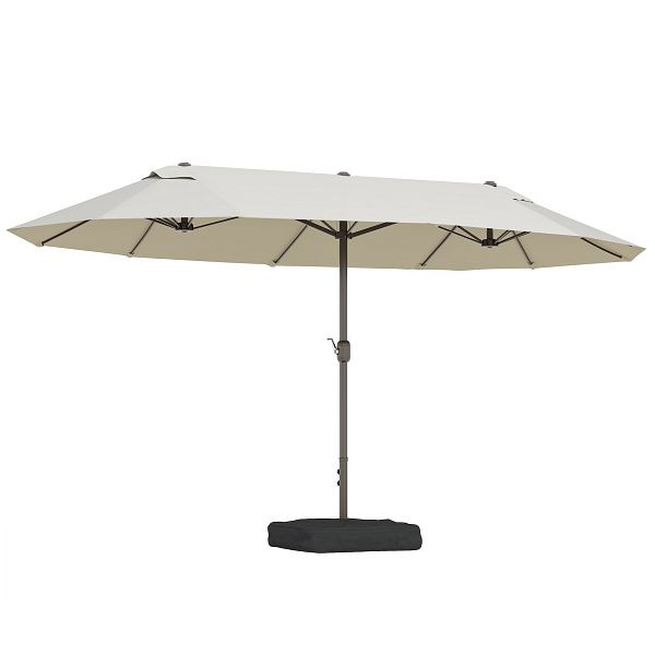 Outsunny Sonnenschirm Gartenschirm Marktschirm Doppelsonnenschirm mit Schirmständer Handkurbel Cremeweiß Oval 460 x 270 x 240 cm, 84D-031V03CW
