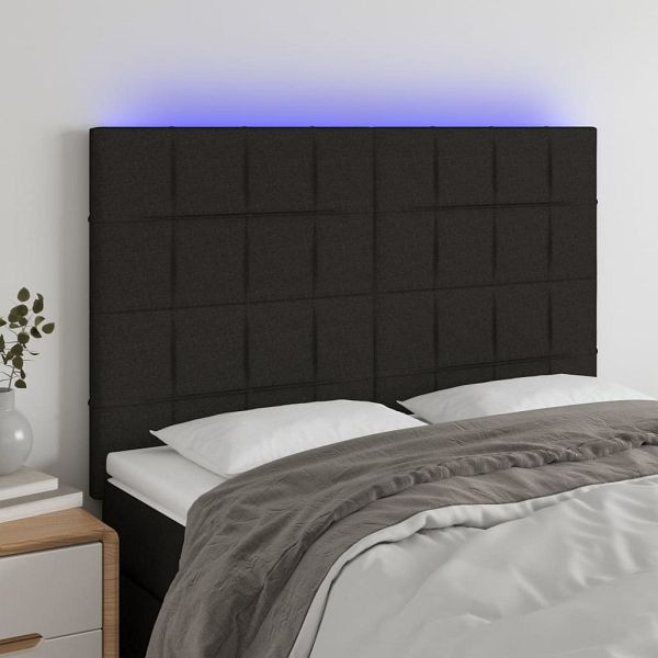 vidaXL LED Kopfteil Schwarz 144x5x118/128 cm Stoff, 3122424