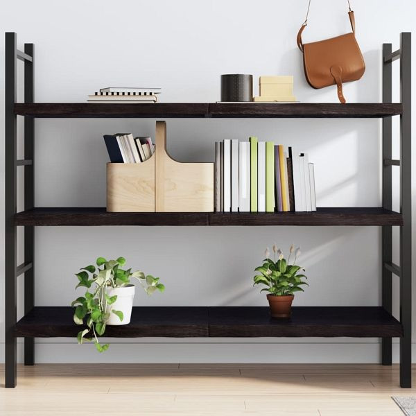 vidaXL Wandregal Dunkelbraun 140x60x(2-4)cm Massivholz Eiche Behandelt, 363826