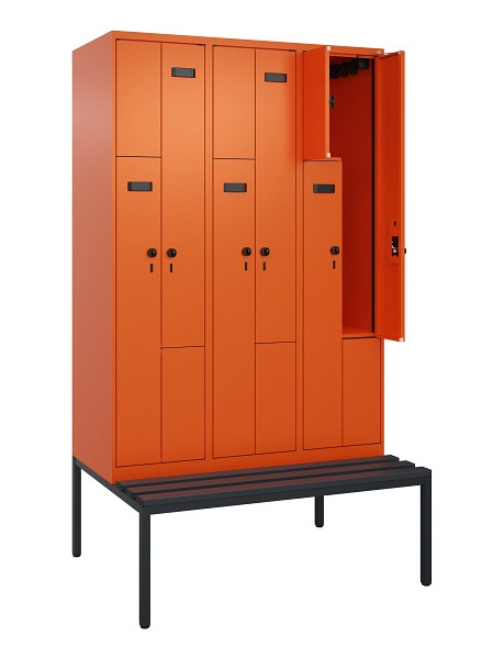 C+P Z-Spind Evolo PLUS, Bank, 6 Fächer, 2120x1200x815mm, 2004/2004, Drehriegel, Sitzfläche Kunststoff, Sitzbank, 0490537-326 S10081
