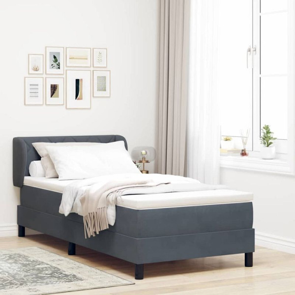 vidaXL Boxspringbett mit Matratze Dunkelgrau 80x200 cm Samt Dunkelgrau, 3340425