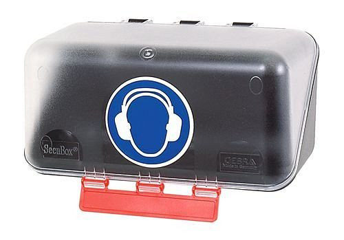 DENIOS Minibox zur Aufbewahrung von Gehörschutz, transparent, 116-479